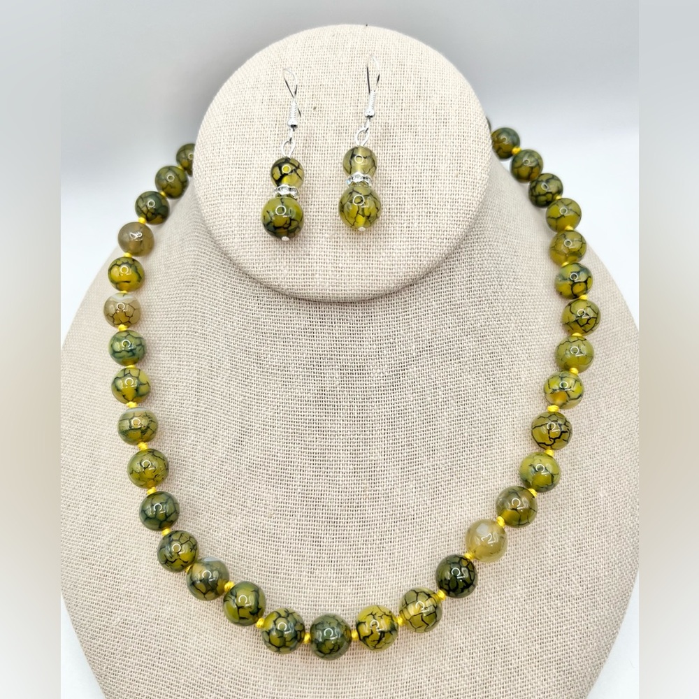 YELLOW DRAGON VEINS AGATE SET